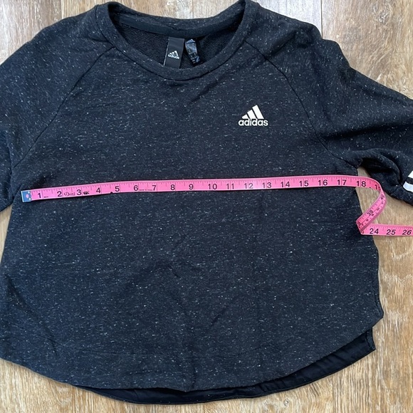 Adidas Black Cropped Sweatshirt Pullover Stripes Sport 2 Street Women’s M EUC - Picture 6 of 9